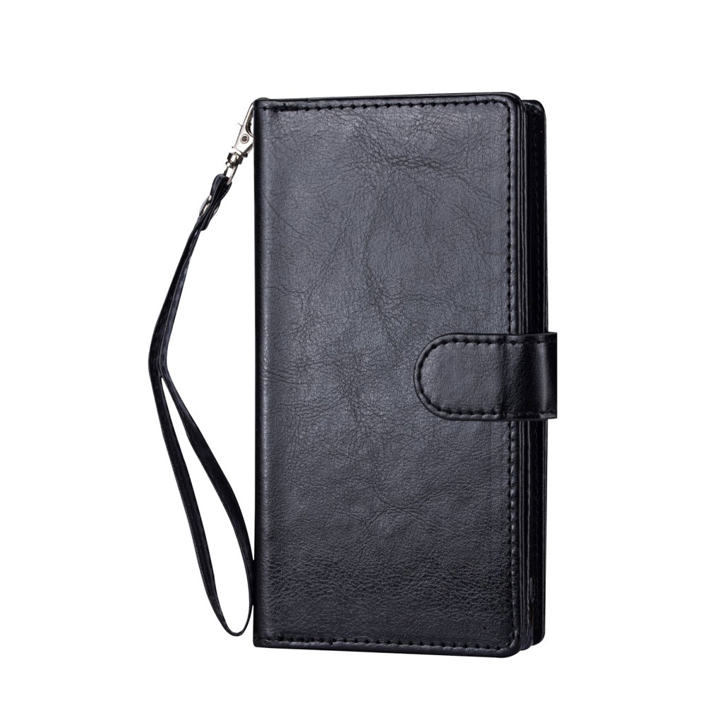 Image of iPhone 11 Pro Leder Wallet Etui Tasche mit 9 Kartenfächern - Schwarz bei Apfelkiste.ch