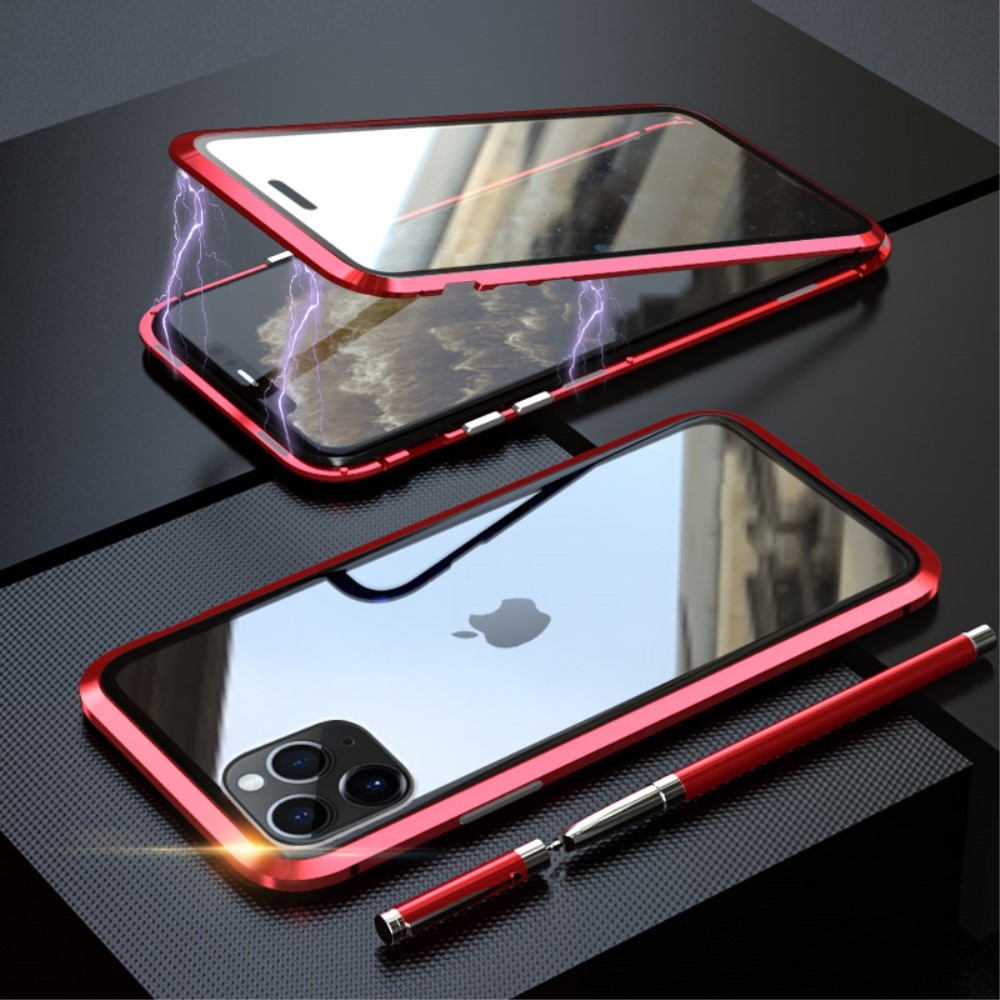 Image of iPhone 11 Pro Magnetische Alu Schutzhülle mit Panzer Glas Backcover + Displayschutz (Magnet-Technologie) - Rot bei Apfelkiste.ch