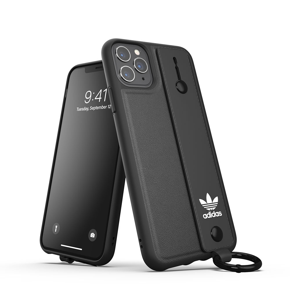 Image of adidas Originals - iPhone 11 Pro Max Leder Hülle Hand Strap Grip Case (37606) - Schwarz bei Apfelkiste.ch