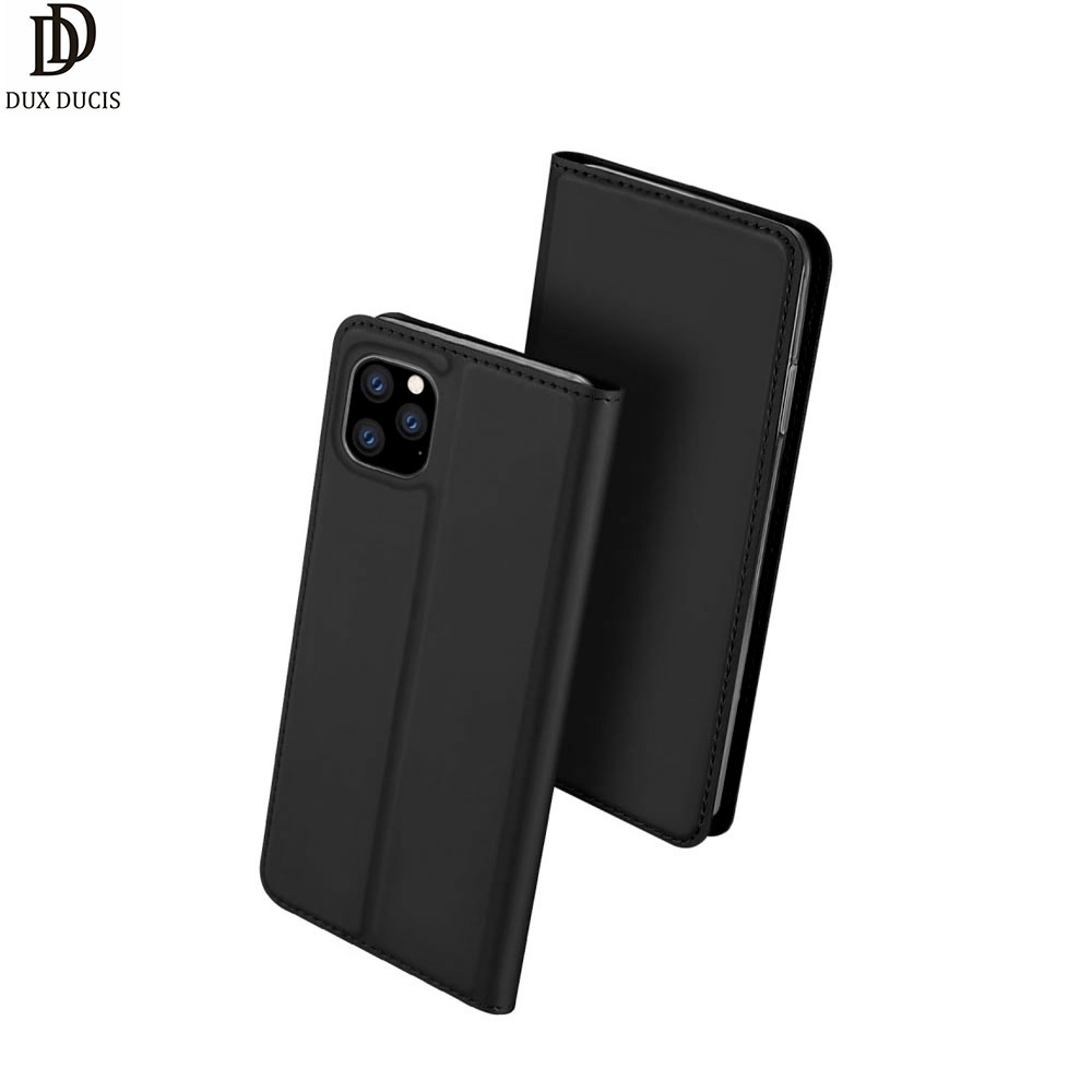 iPhone 11 Pro Max Flip Wallet Cover Leder Tasche - Schwarz