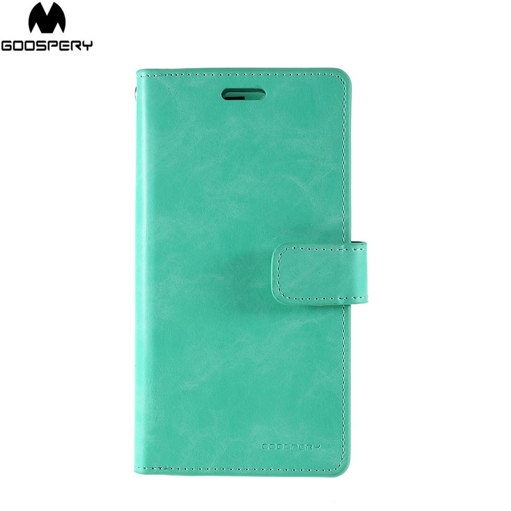 Mercury Goospery - iPhone 11 Pro Max Leder Tasche Karten Etui Mansoor Diary - Türkis