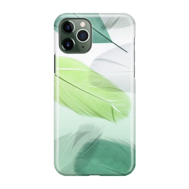 iPhone 11 Pro Max Hardcase Schutzhülle Federn - Grün / Weiss
