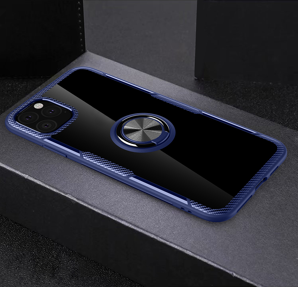 Image of iPhone 11 Pro Max Hybrid Hardcase Hülle + Magnetischer Kickstand Haltering - Blau / Schwarz bei Apfelkiste.ch