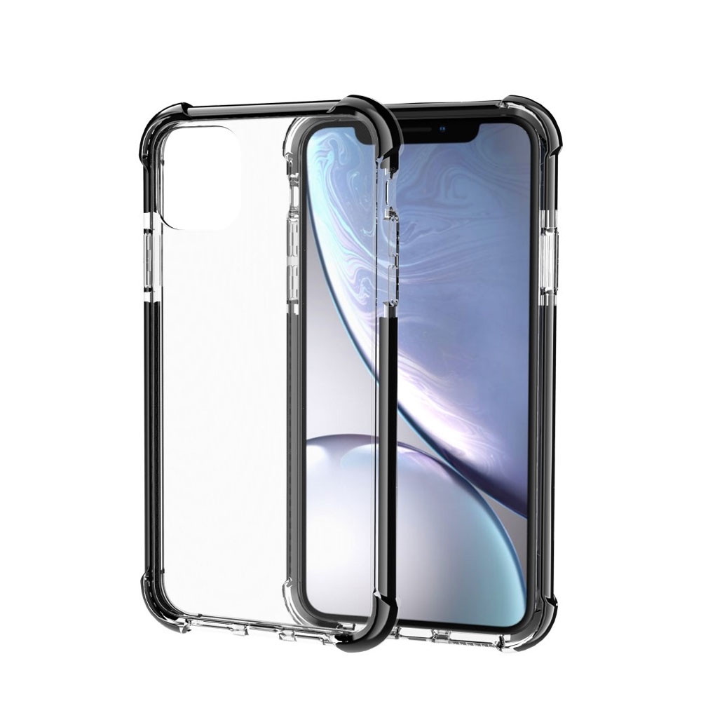 Image of iPhone 11 Pro Max Hybrid Bumper Hülle mit Air Cushion Fallschutz - Dunkelgrau / Transparent bei Apfelkiste.ch