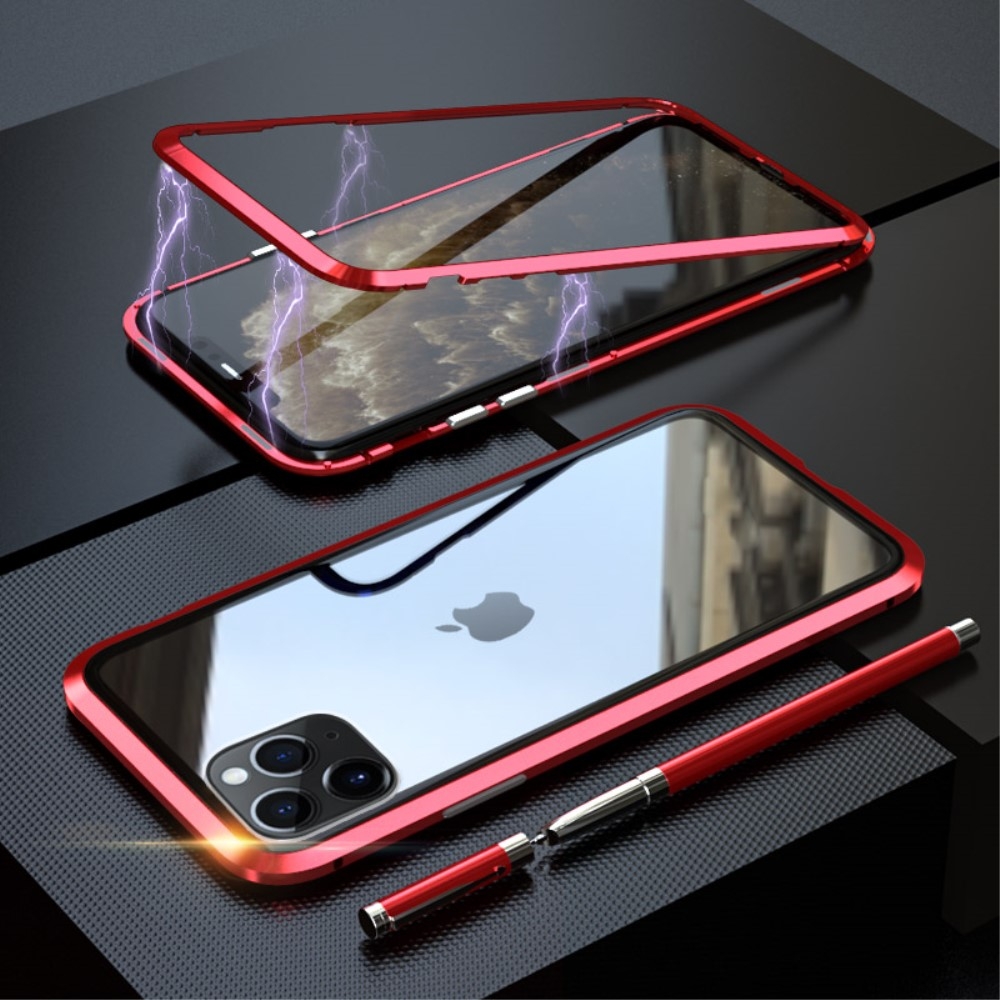 Image of iPhone 11 Pro Max Magnetische Alu Schutzhülle mit Panzer Glas Backcover (Magnet-Technologie) - Rot bei Apfelkiste.ch