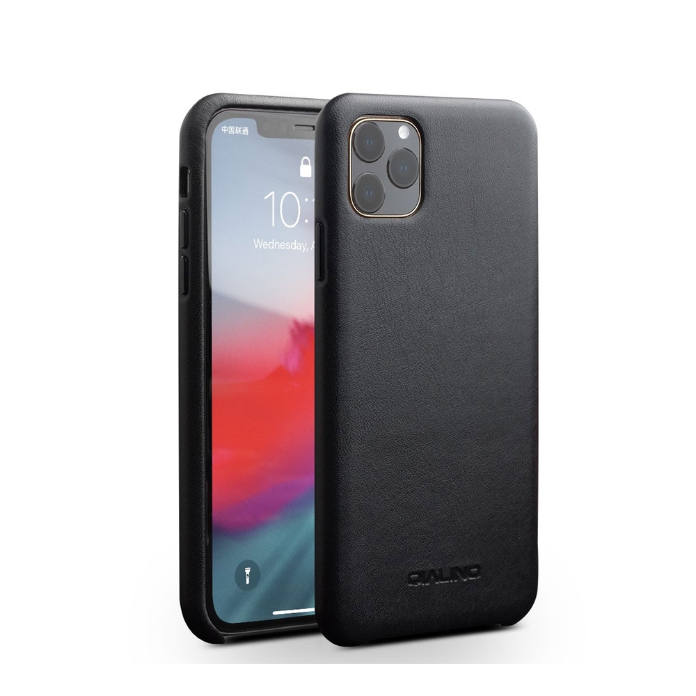 Image of Qialino - iPhone 11 Pro Echtleder Hülle Back Case - Schwarz bei Apfelkiste.ch
