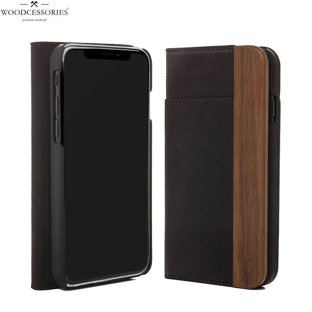 iPhone 11 Pro EcoWallet Echt Holz Hülle Walnuss FSC Zertifiziert - Dunkelbraun