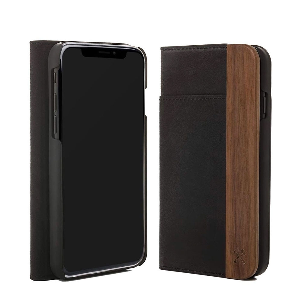Image of Woodcessories - iPhone 11 Pro EcoWallet Echt Holz Hülle Walnuss FSC Zertifiziert - Dunkelbraun bei Apfelkiste.ch