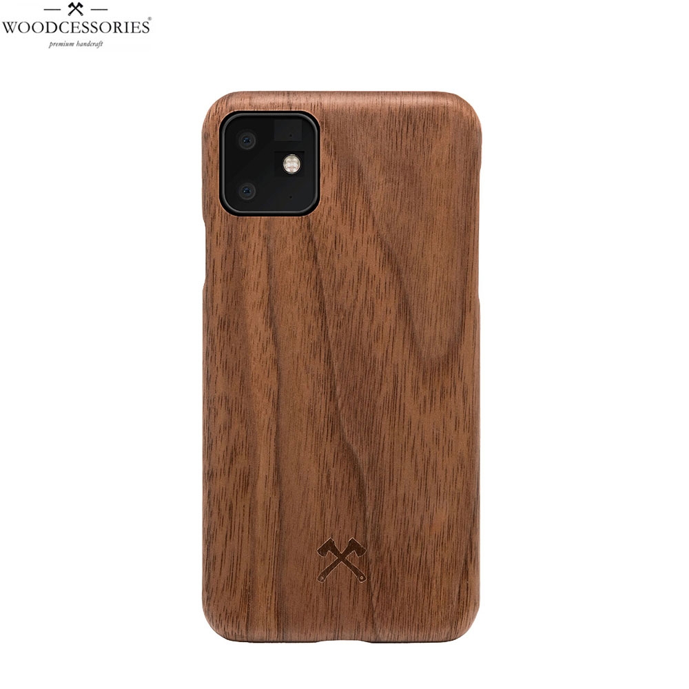 iPhone 11 EcoCase Slim Echt Holz Hülle Walnuss FSC Zertifiziert (ECO311) - Dunkelbraun