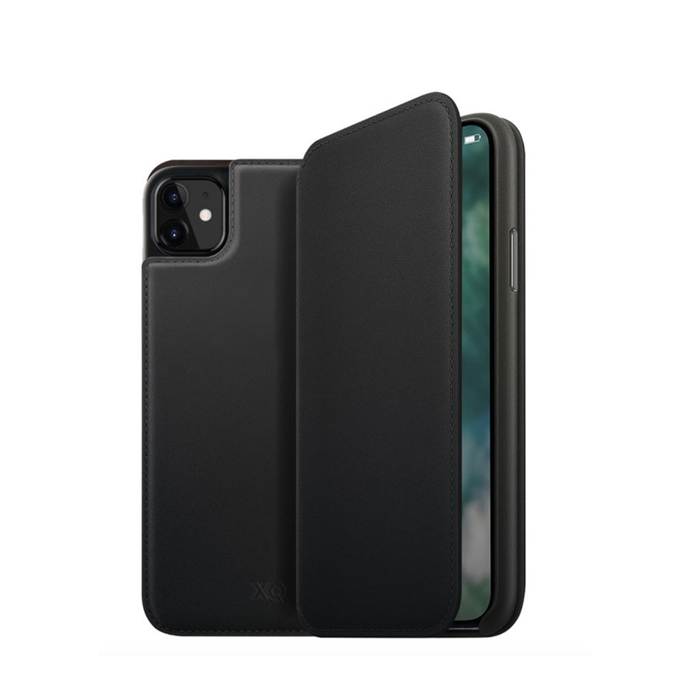 Image of XQISIT - iPhone 11 Leder Tasche Folio Plus Case mit Kartenfach (36713) - Schwarz bei Apfelkiste.ch