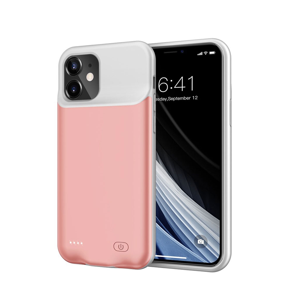 Image of iPhone 12 Mini Backpack Akku Case (6000mAh) Schutzhülle - Roségold / Grau bei Apfelkiste.ch