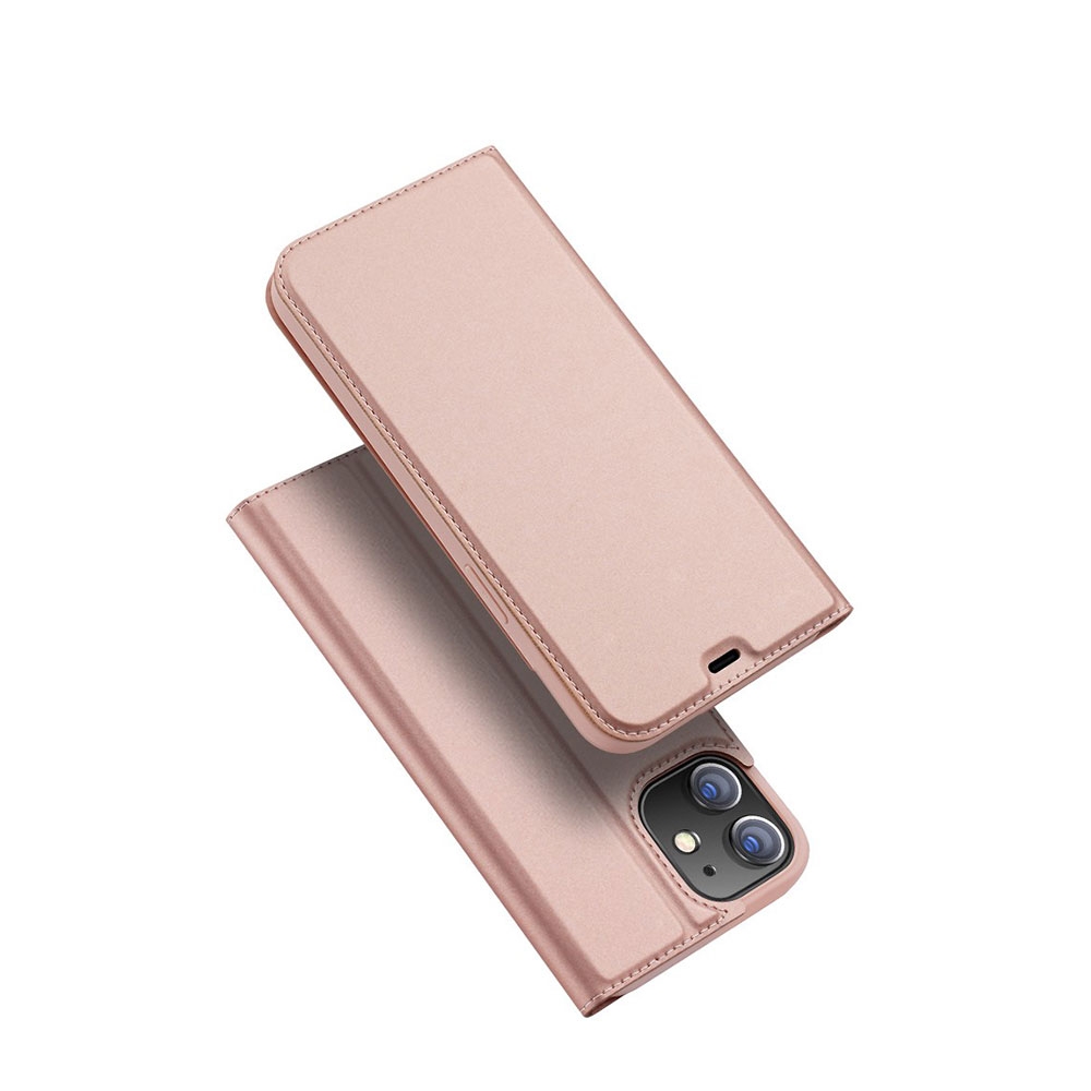 Image of Dux Ducis - iPhone 12 Mini Flip Wallet Cover Leder Tasche - Roségold bei Apfelkiste.ch