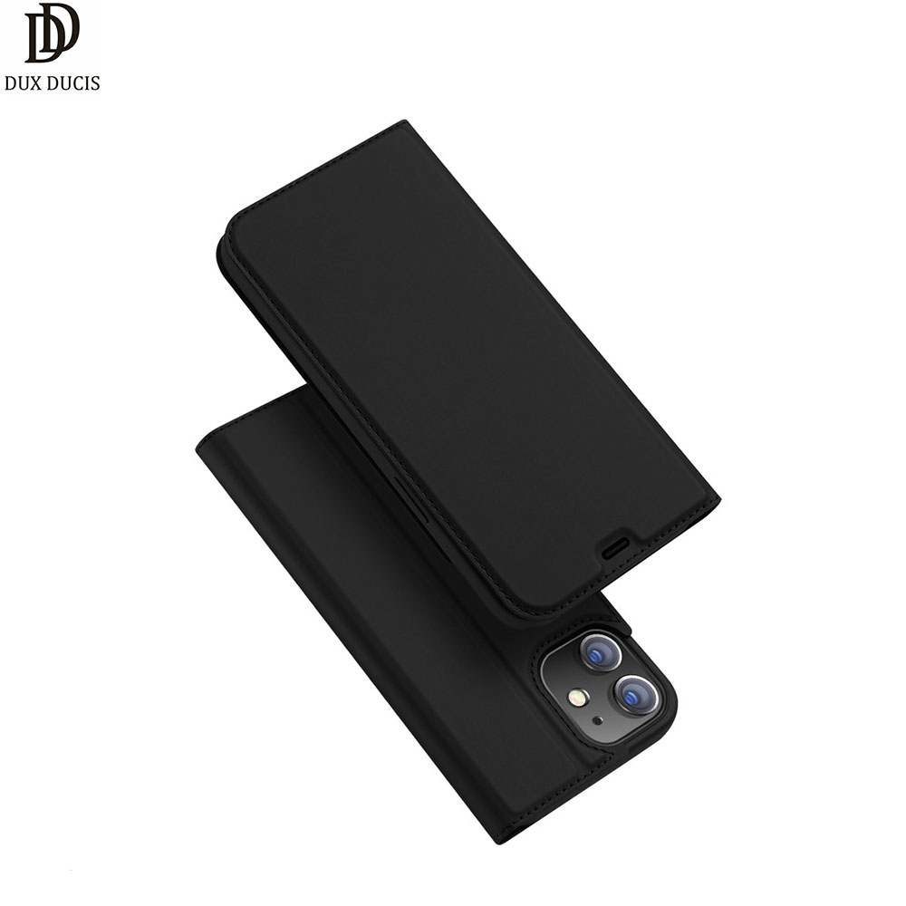 iPhone 12 Mini Flip Wallet Cover Leder Tasche - Schwarz