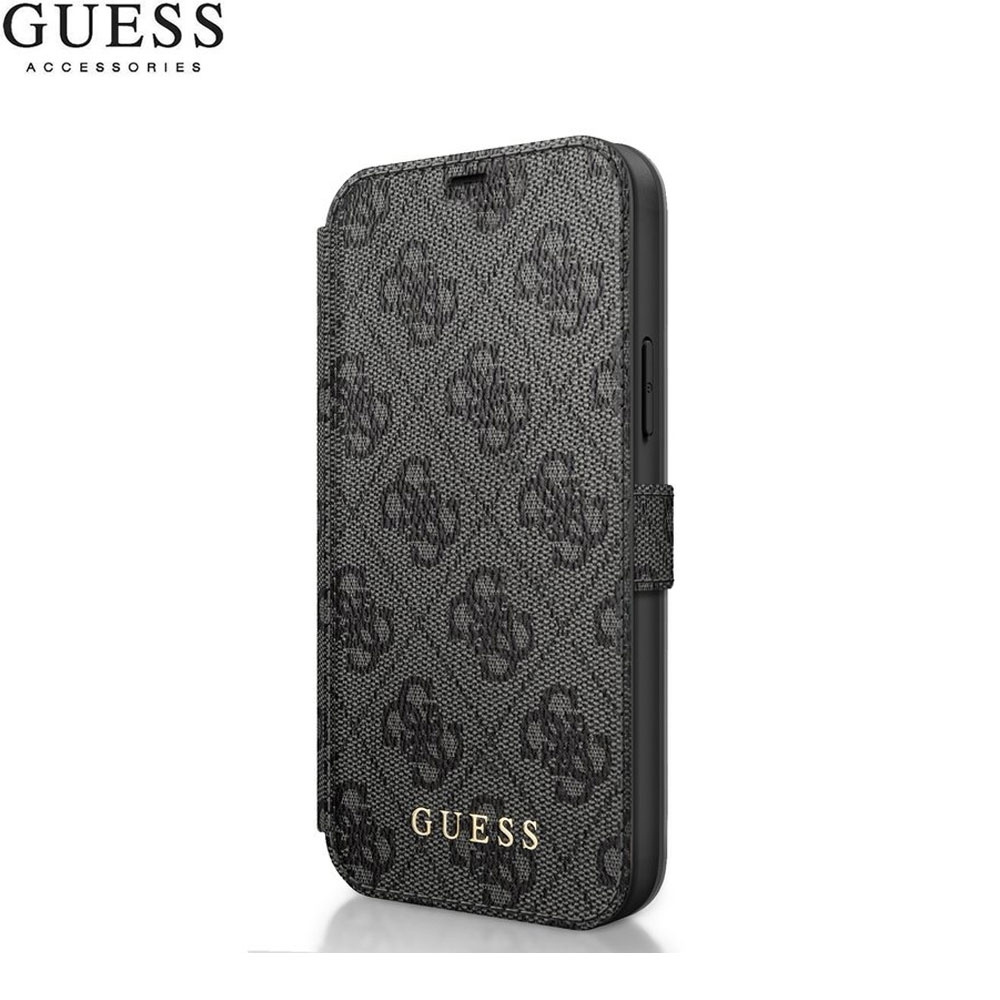 iPhone 12 Mini Charms Book Leder Tasche (GUFLBKSP12S4GG) - Schwarz