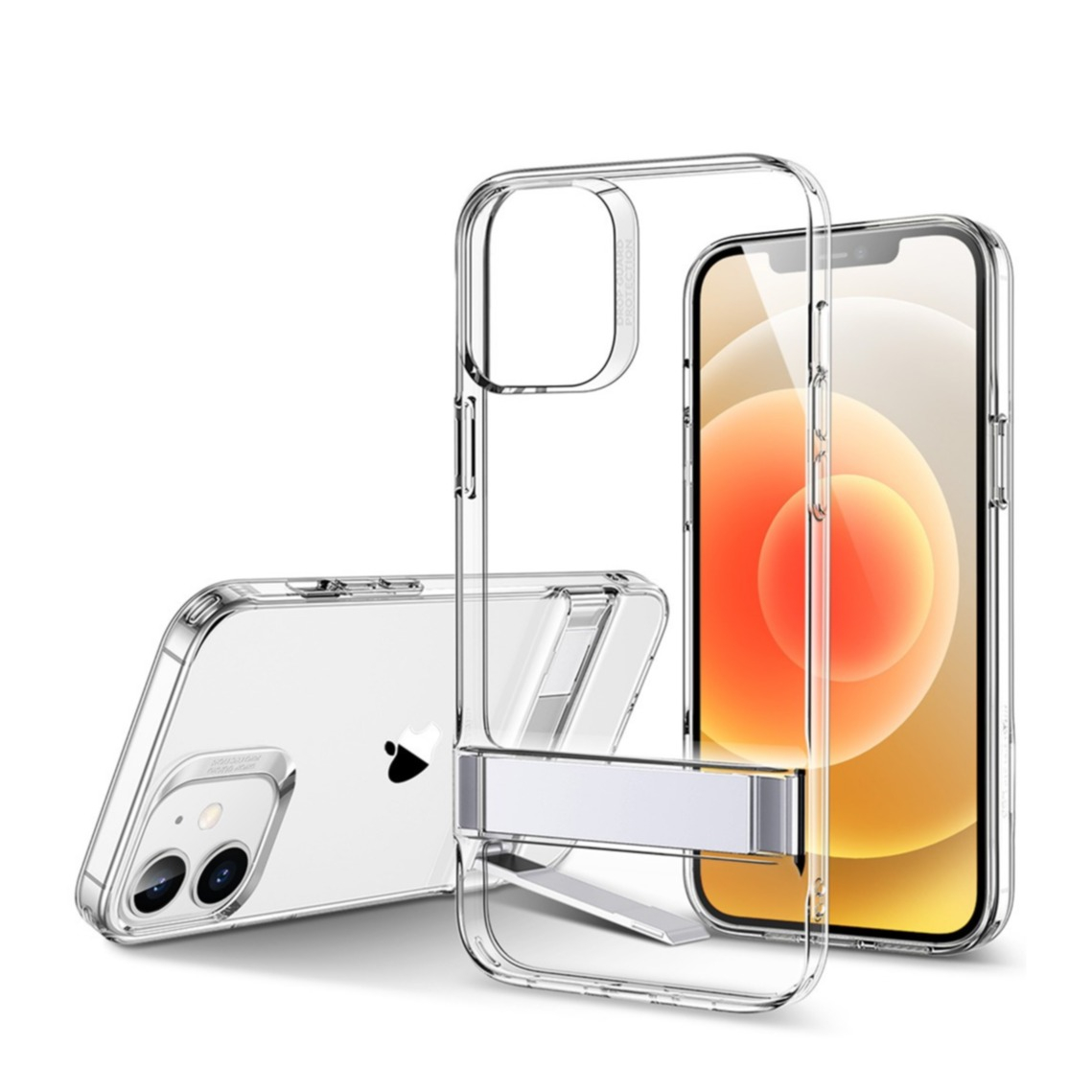 Image of iPhone 12 Mini Gummi Case Schutzhülle + Aluminium Kickstand - Transparent bei Apfelkiste.ch