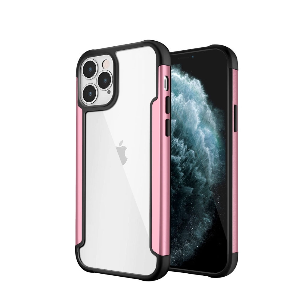 Image of iPhone 12 Mini Hybrid Bumper Hülle mit Acryl Rückseite - Roségold / Transparent bei Apfelkiste.ch