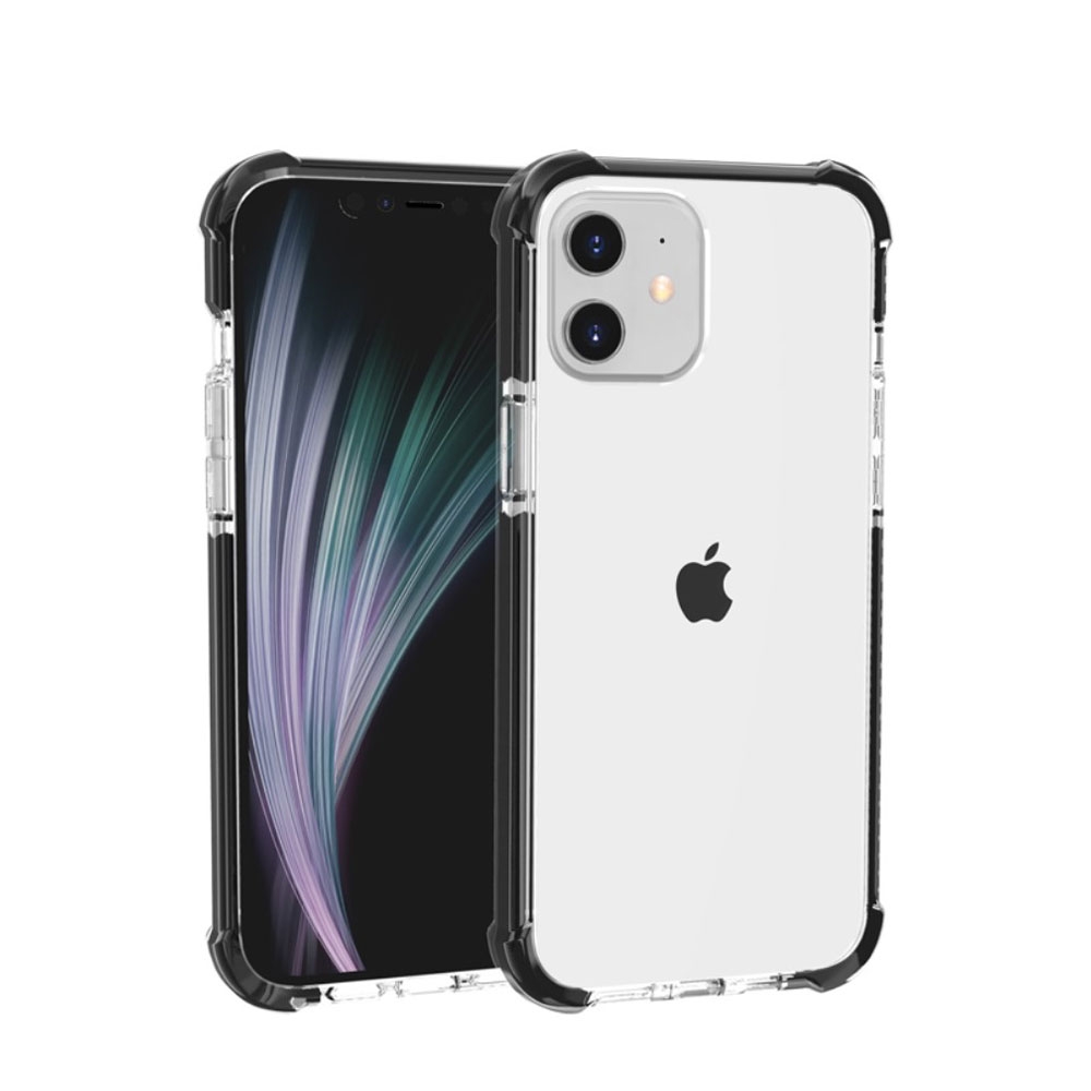 Image of iPhone 12 Mini Hybrid Bumper Hülle mit Air Cushion Fallschutz - Schwarz / Transparent bei Apfelkiste.ch