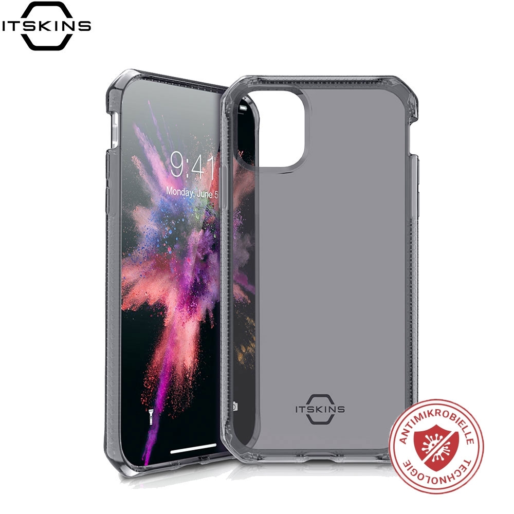 iPhone 12 Mini Spectrum Clear Antimikrobielle Schutz Hardcase Hülle (Fallschutz 2 Meter) - Transparent / Schwarz
