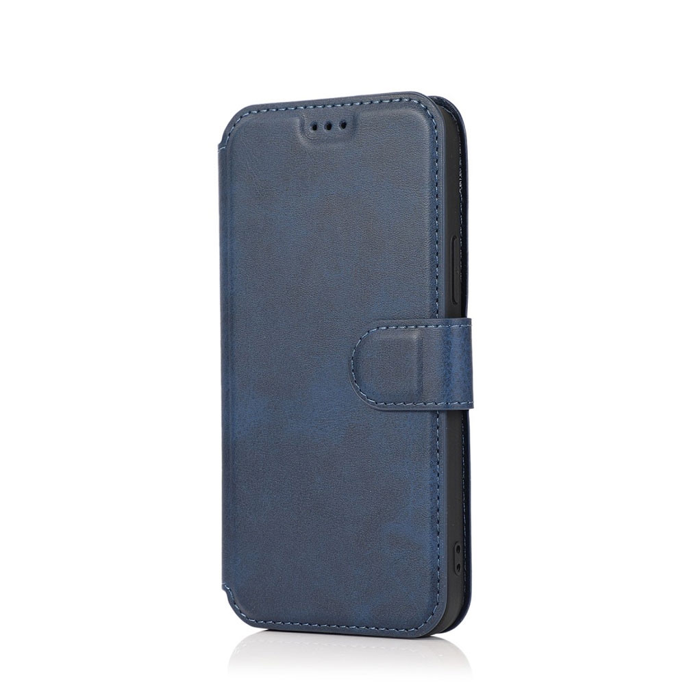 Image of iPhone 12 Mini Leder Tasche mit Kartenfach im Retro Style - Blau bei Apfelkiste.ch