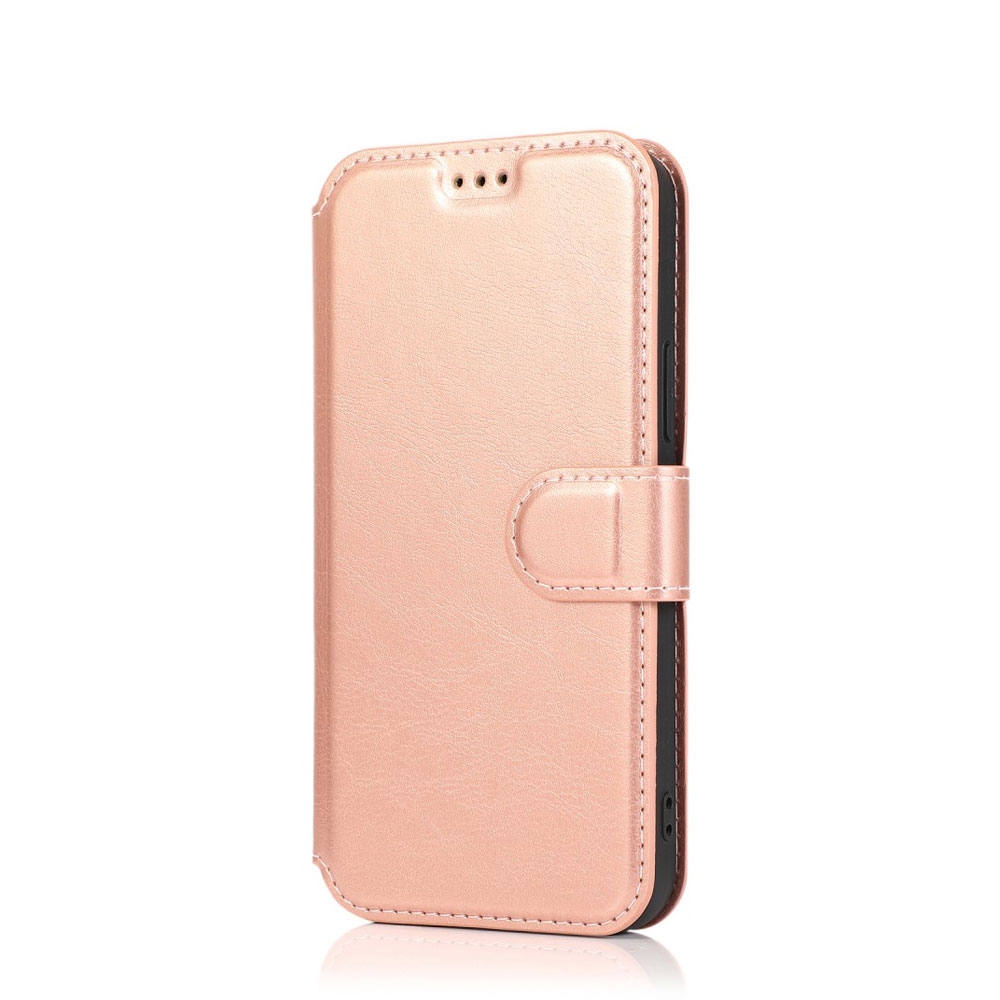 Image of iPhone 12 Mini Leder Tasche mit Kartenfach im Retro Style - Roségold bei Apfelkiste.ch