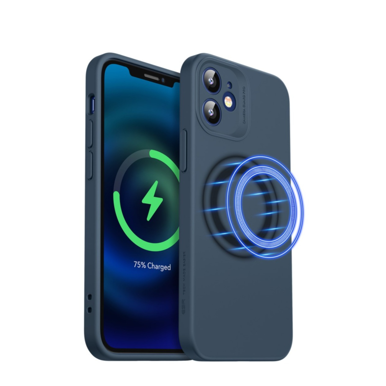 Image of ESR - iPhone 12 Mini MagSafe Silikon Case Hülle + Kameraschutz - Dunkelblau bei Apfelkiste.ch