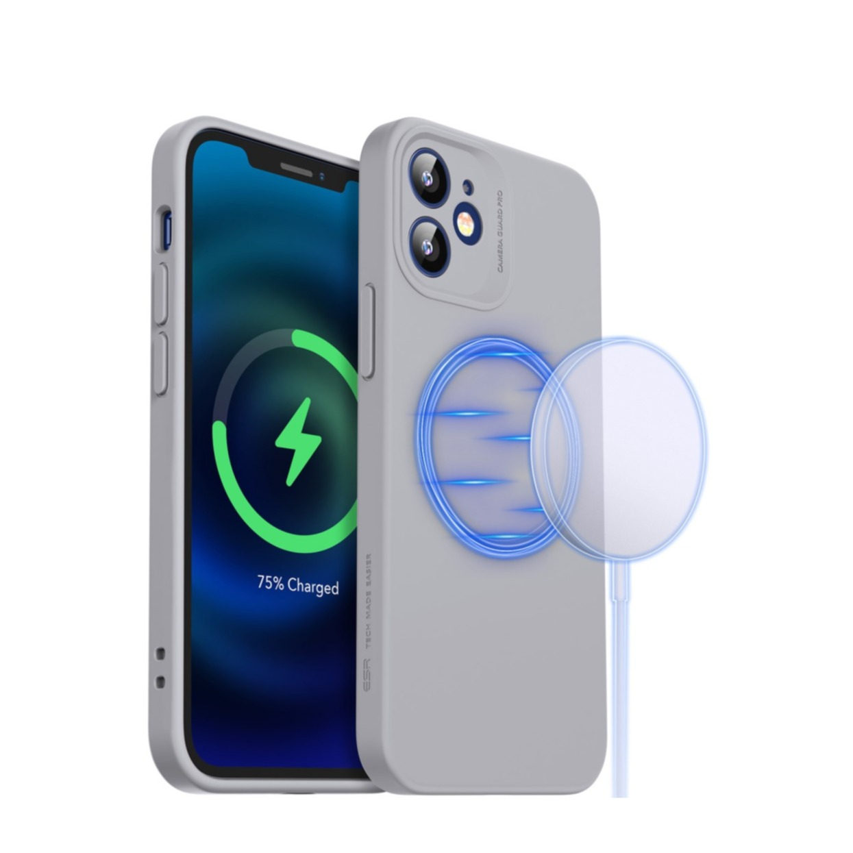 Image of ESR - iPhone 12 Mini MagSafe Silikon Case Hülle + Kameraschutz - Grau bei Apfelkiste.ch