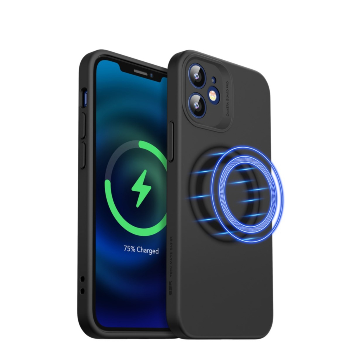 Image of ESR - iPhone 12 Mini MagSafe Silikon Case Hülle + Kameraschutz - Schwarz bei Apfelkiste.ch