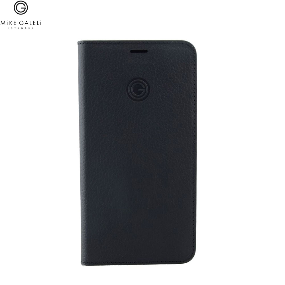 iPhone 12 Mini Echtleder Book Case Tasche Flip Cover - Schwarz