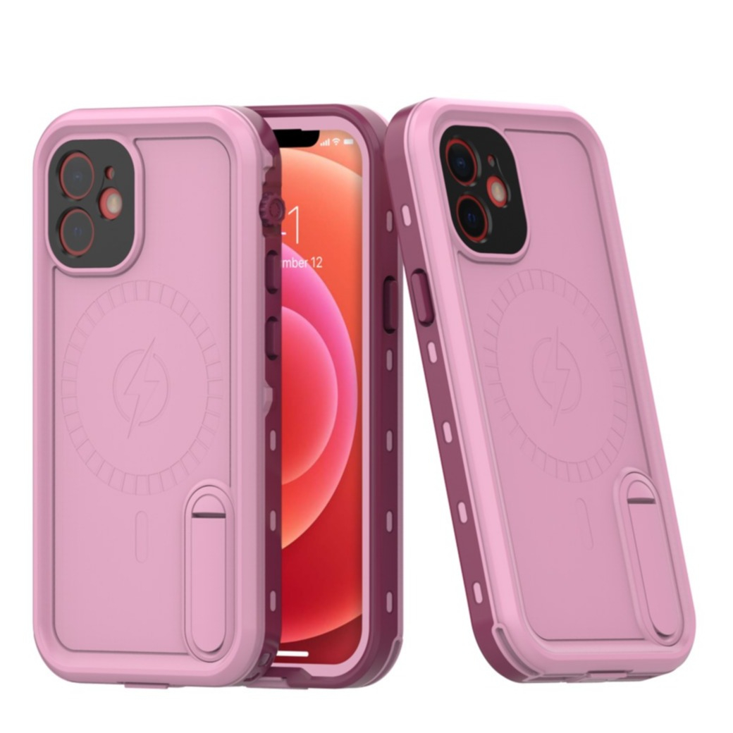 Image of Redpepper - iPhone 12 Mini Wasserfeste MagSafe Outdoor Schutz Hülle mit Aufsteller (IP68) - Pink bei Apfelkiste.ch