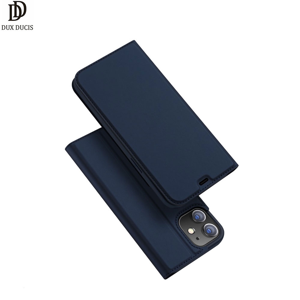 iPhone 12 / iPhone 12 Pro Flip Wallet Cover Leder Tasche - Dunkelblau