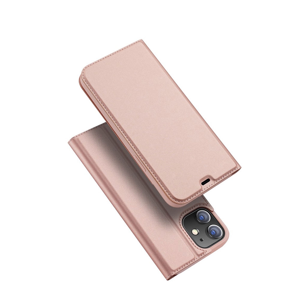 Image of Dux Ducis - iPhone 12 / iPhone 12 Pro Flip Wallet Cover Leder Tasche - Roségold bei Apfelkiste.ch
