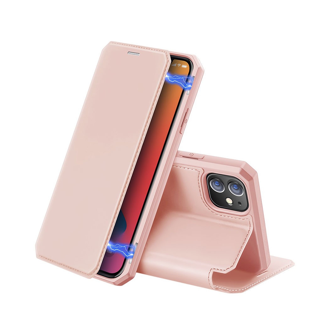 Image of Dux Ducis - iPhone 12 / iPhone 12 Pro Magnet Flip Wallet Cover Leder Tasche - Rosa bei Apfelkiste.ch