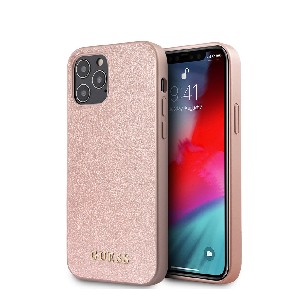 Image of Guess - iPhone 12 / iPhone 12 Pro Leder Hardcase Hülle Iridescent (GUHCP12MIGLRG) - Rosa bei Apfelkiste.ch