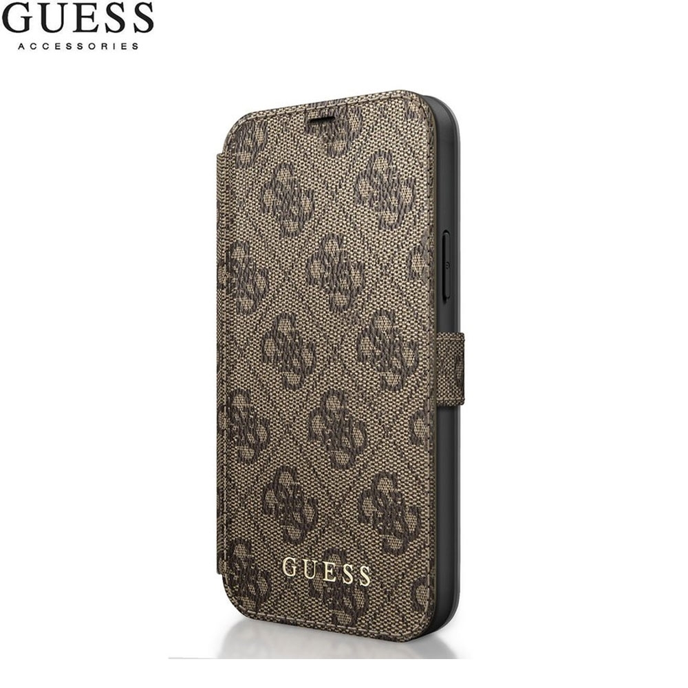 iPhone 12 / iPhone 12 Pro Charms Book Leder Tasche (GUFLBKSP12M4GB) - Braun