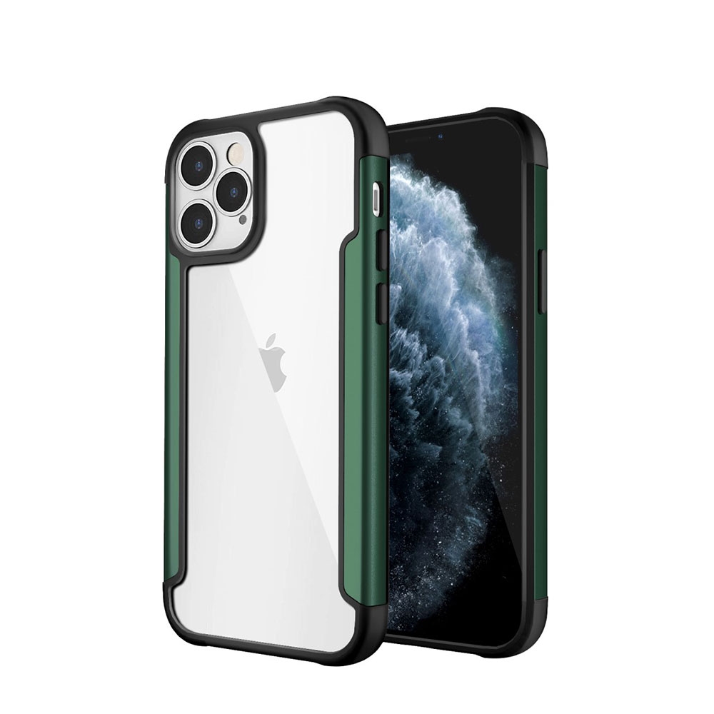 Image of iPhone 12 / iPhone 12 Pro Hybrid Bumper Hülle mit Acryl Rückseite - Grün / Transparent bei Apfelkiste.ch