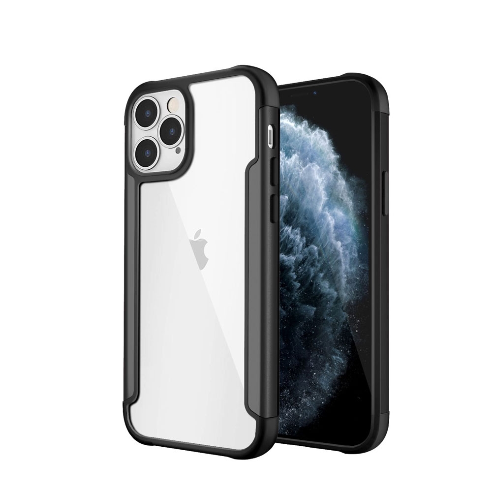 Image of iPhone 12 / iPhone 12 Pro Hybrid Bumper Hülle mit Acryl Rückseite - Schwarz / Transparent bei Apfelkiste.ch