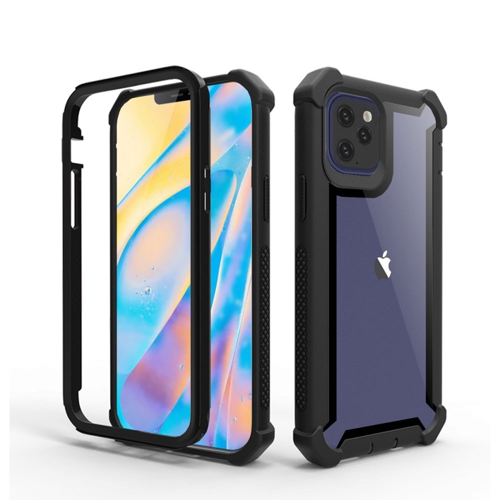 Image of iPhone 12 / iPhone 12 Pro Hybrid TPU Bumper Case Hülle Air Cushion - Schwarz / Transparent bei Apfelkiste.ch
