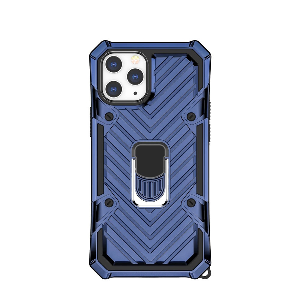 Image of iPhone 12 / iPhone 12 Pro Hybrid Hardcase Hülle + Magnetischer Kickstand Haltering - Dunkelblau bei Apfelkiste.ch