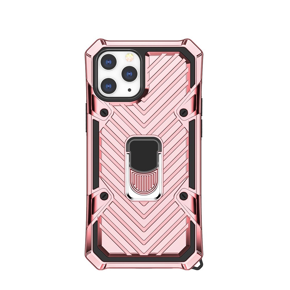 Image of iPhone 12 / iPhone 12 Pro Hybrid Hardcase Hülle + Magnetischer Kickstand Haltering - Roségold bei Apfelkiste.ch