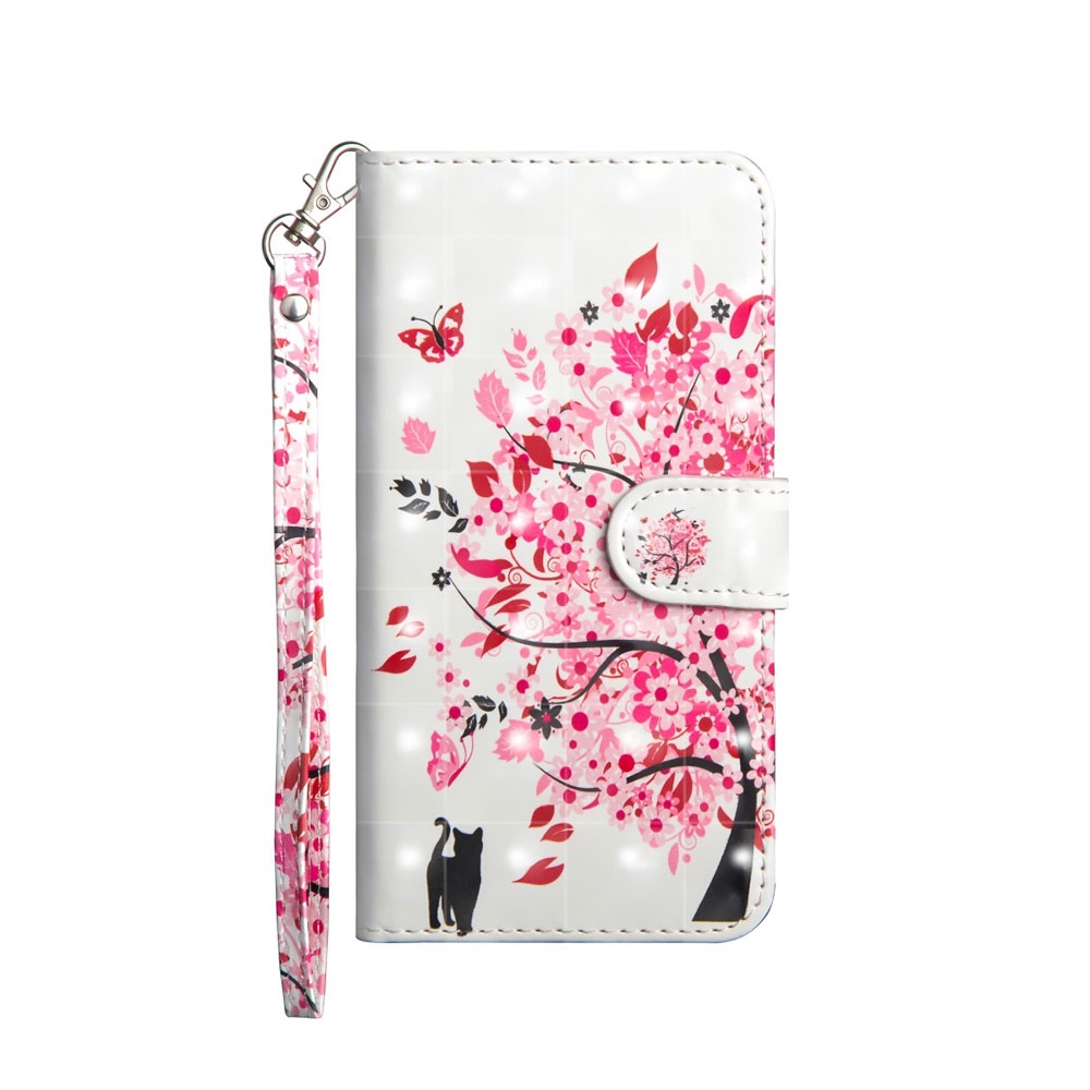 Image of iPhone 12 / iPhone 12 Pro Leder Tasche mit Kartenfach + Handschlaufe - Blühender Baum (Rosa) bei Apfelkiste.ch