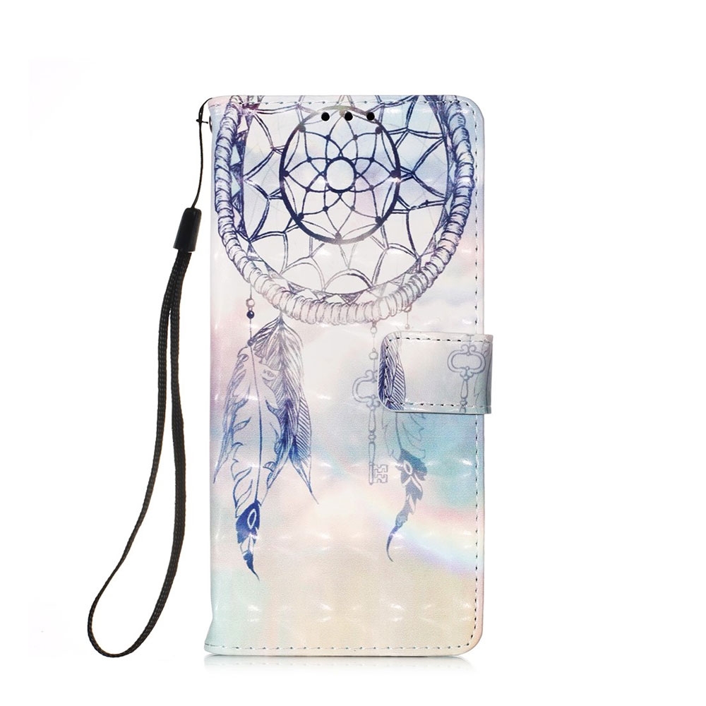 iPhone 12 / iPhone 12 Pro Leder Tasche Portemonnaie Traumfänger - Blau / Weiss