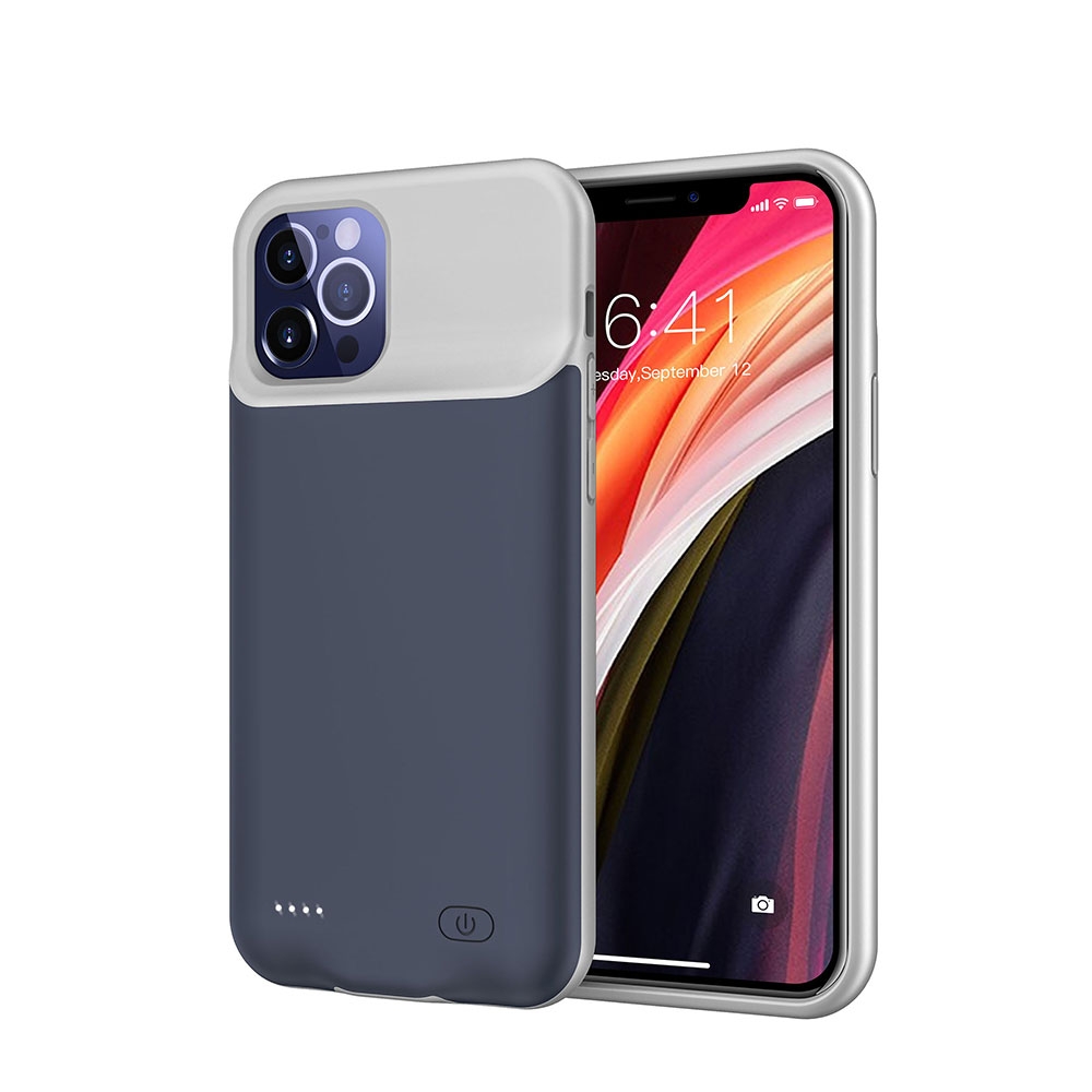 Image of iPhone 12 Pro Max Backpack Akku Case (7000mAh) Schutzhülle - Blau / Grau bei Apfelkiste.ch