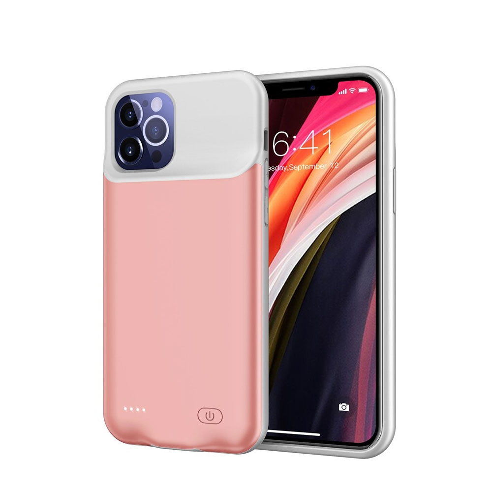 Image of iPhone 12 Pro Max Backpack Akku Case (7000mAh) Schutzhülle - Roségold / Grau bei Apfelkiste.ch