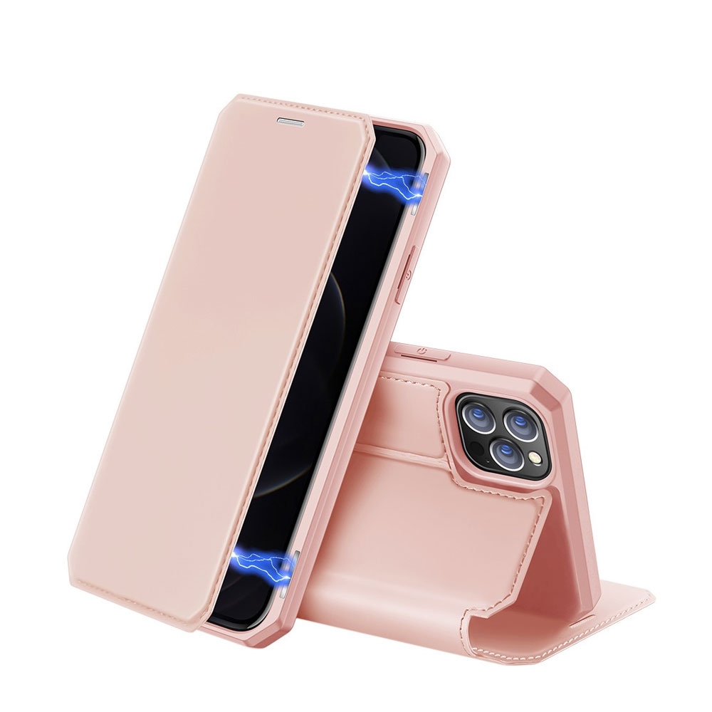 Image of Dux Ducis - iPhone 12 Pro Max Magnet Flip Wallet Cover Leder Tasche - Rosa bei Apfelkiste.ch