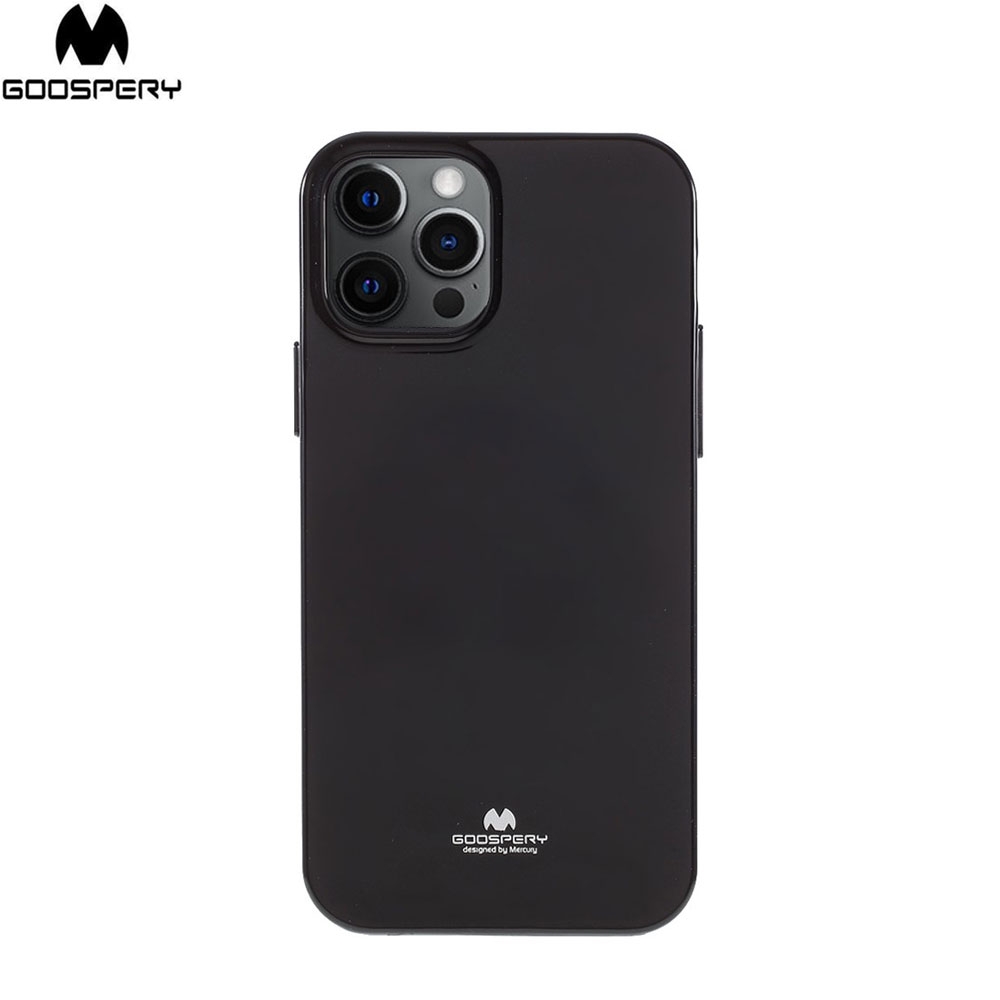 Mercury Goospery - iPhone 12 Pro Max Jelly Gummi Hülle Glitzer - Schwarz