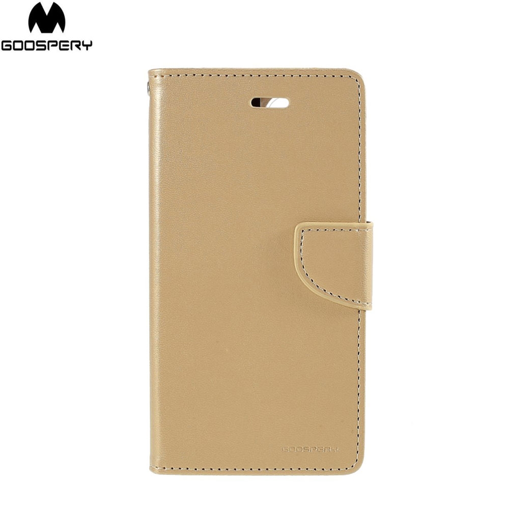 Mercury Goospery - iPhone 12 Pro Max Leder Tasche Karten Etui - Gold