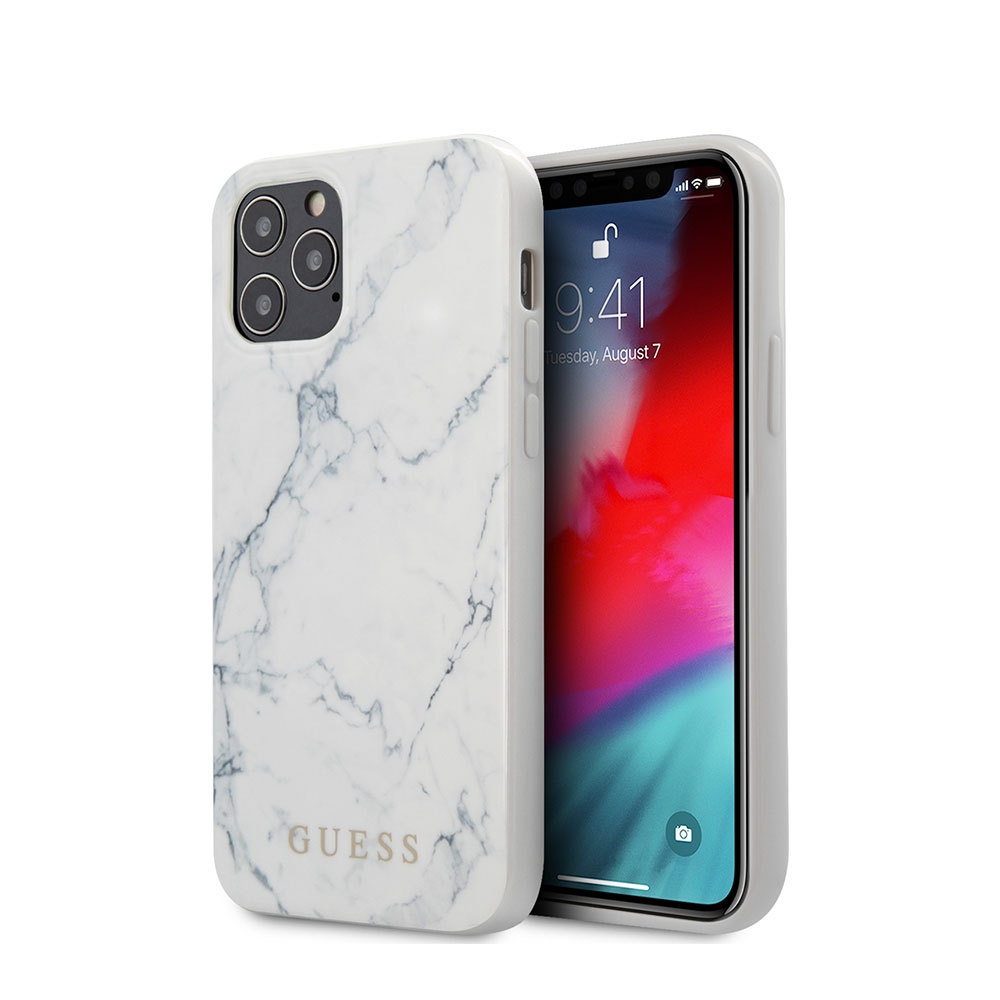 Image of Guess - iPhone 12 Pro Max Hardcase Hülle Marble (GUHCP12LPCUMAWH) - Weiss bei Apfelkiste.ch