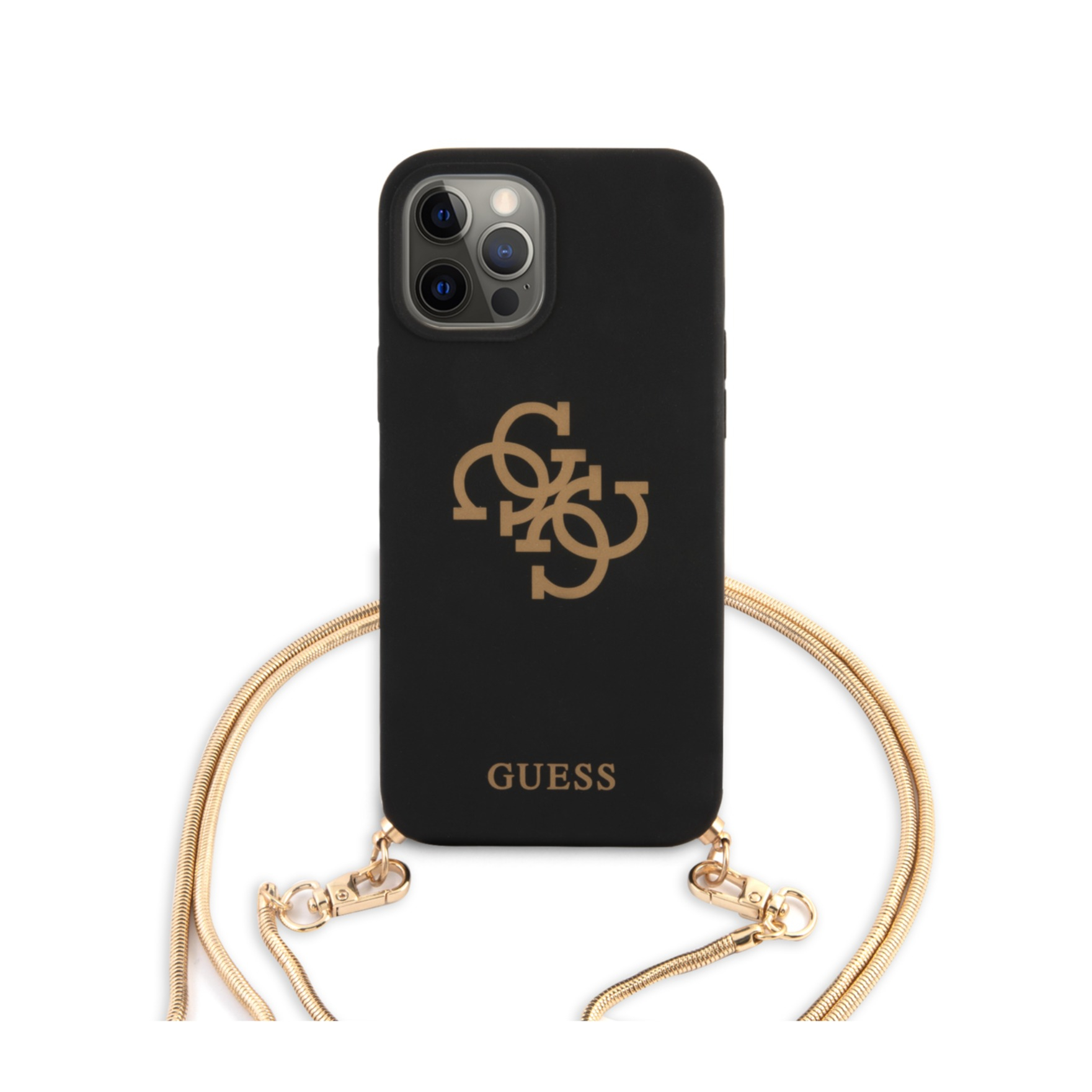 Image of Guess - iPhone 12 Pro Max Necklace Silikon Soft Touch Hülle Snake Chain + Schlangenkette (GUHCP12LLSC4GBK) - Schwarz / Gold bei Apfelkiste.ch