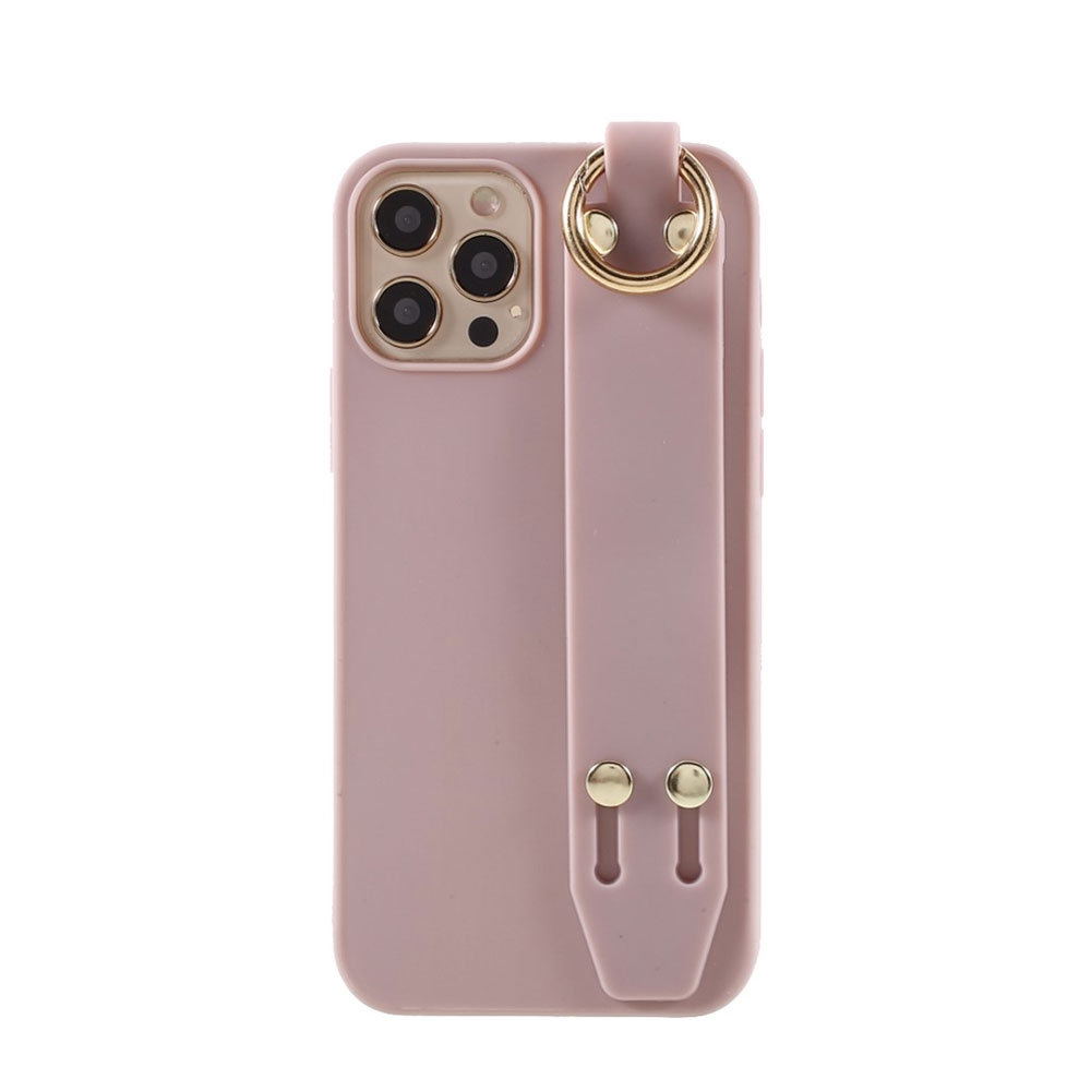 Image of iPhone 12 Pro Max Gummi Hülle mit Handschlaufe - Rosa bei Apfelkiste.ch