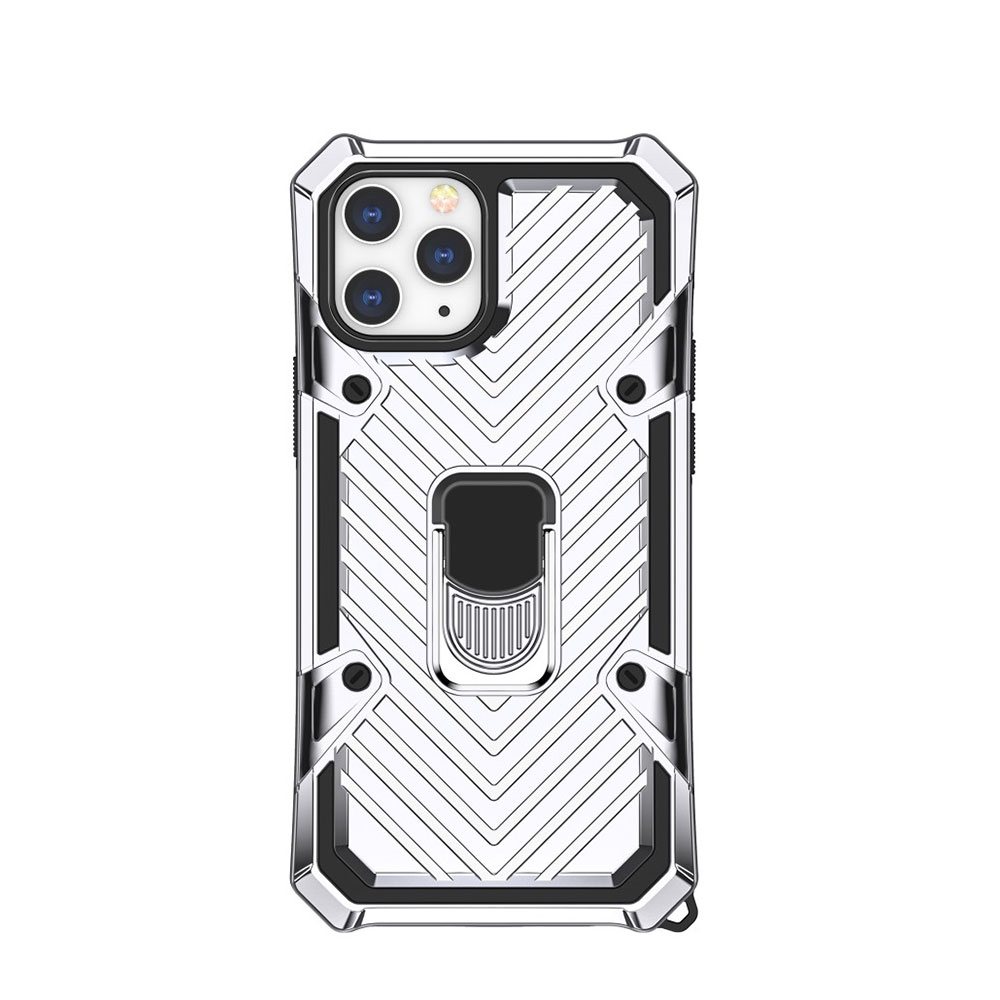 Image of iPhone 12 Pro Max Hybrid Hardcase Hülle + Magnetischer Kickstand Haltering - Silber bei Apfelkiste.ch